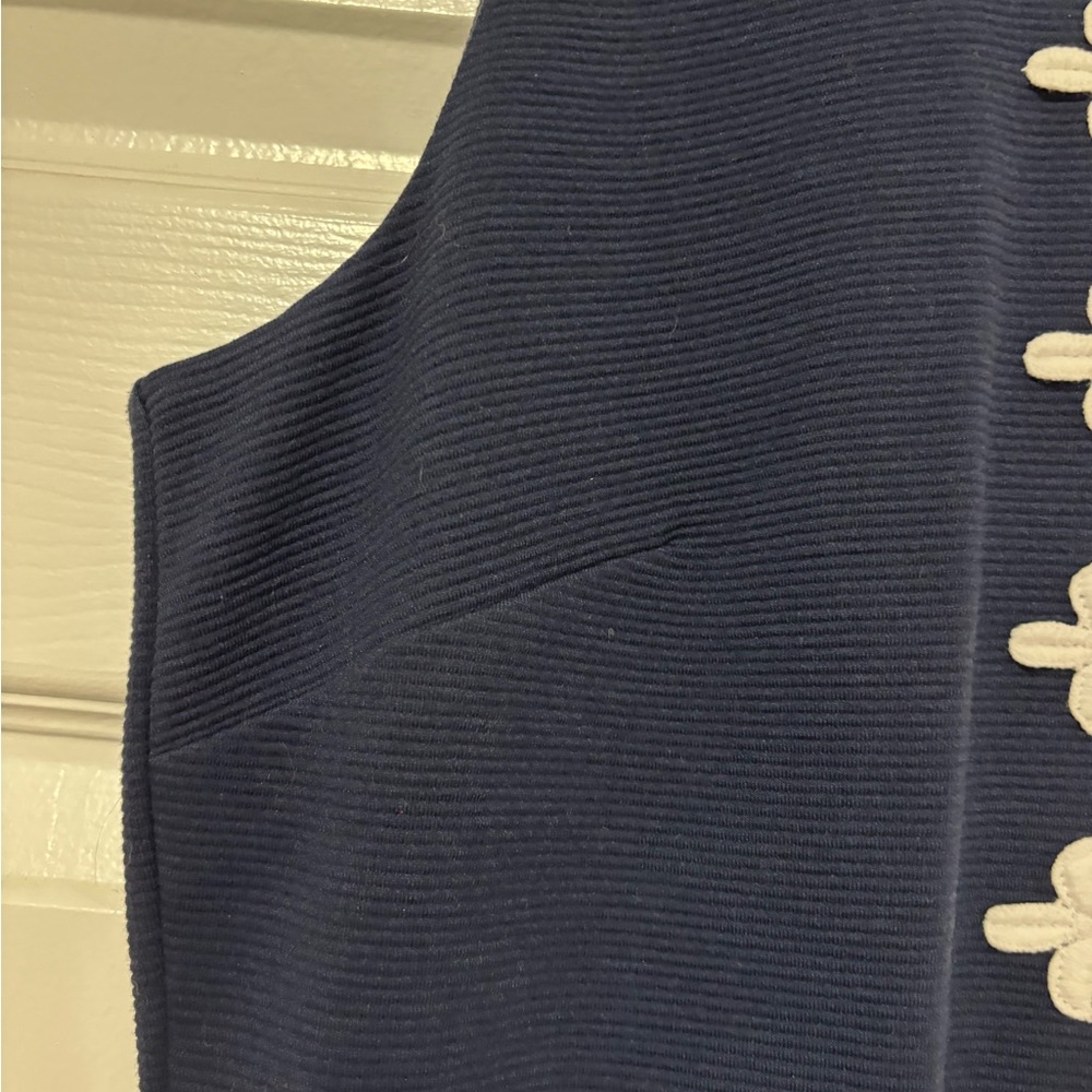 Lilly Pulitzer Navy Blue Sleeveless Stretch Shift Dress with White NWOT Medium - Picture 2 of 7